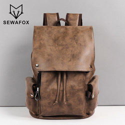 Retro Backpack Men's Commuter Business Men's Leather Bag Leather School Bag Large Capacity Women's Computer Travel Backpack Men's Style