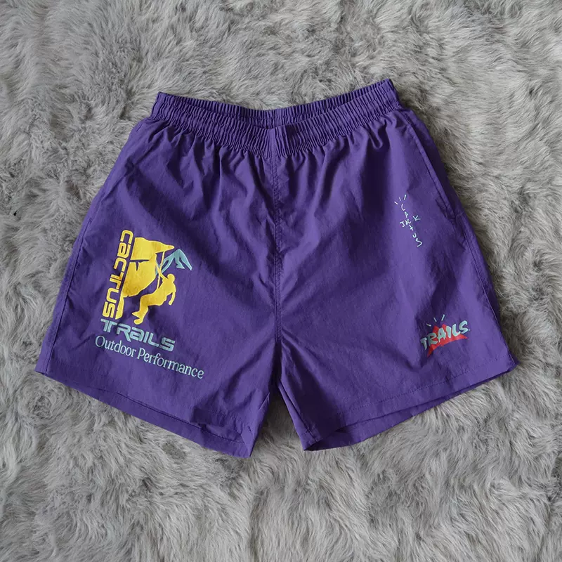 Travis Scott ts Cactus Jack Running Climb Shorts休闲运动短裤-Taobao