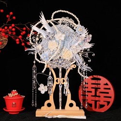 DIY Wedding Fan Kit for Bride, Double-Sided Xiuhe Fan, High-End Wedding Handmade Finished Product