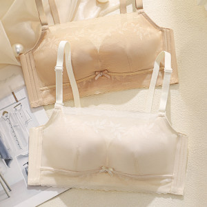 
[1.5 cm medium mold cup] double-layer mesh anti-exposure bandeau style small breast push-up bra for girls to wrap their breasts 837
