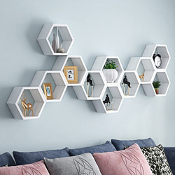 Wall-Mounted Storage Rack Honeycomb Grid Wall Hanging Bedroom Living Room Tv Background Wall Decoration Room Creative Grid