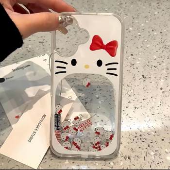 
Internet celebrity big mouth KT cat quicksand mobile phone case full cover to prevent falling