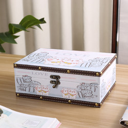 Creative Lockable Storage Box with Lid, Rectangular Household Storage Box for Miscellaneous Items, Documents, Jewelry, Wooden Small Box