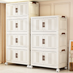 Double-Door Foldable Storage Box for Home Use, Clothes Storage Cabinet, Organizing Box, Multi-Layer Toy and Snack Storage Box