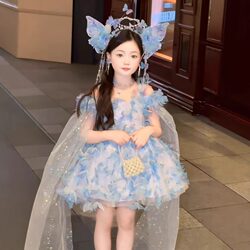 Blue Butterfly Princess Dress 2025 New Style