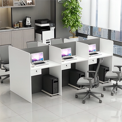 Staff Desk, Telemarketer Workstation, Office Desk and Chair Set, Sales Staff Desk with Screen Partition