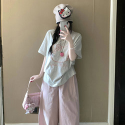 Trendy and Unique Embroidered Short-Sleeve T-Shirt for Women, Summer Korean Style, Loose Fit, Slimming, Casual Half-Sleeve Top