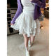 White lace fluffy cake short skirt for women in summer new large size lining high waist slim small A-line gauze skirt
