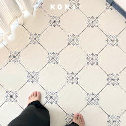 French Pastoral Style Blue Flower Kitchen Bathroom Balcony 200 Tiles Flower Shop B&B Courtyard Non-Slip Tiles