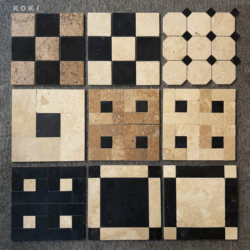 Vintage Iranian Travertine Mosaic Checkerboard Flooring for Home Entrance, Guesthouse, Dining, Villa, Garden, Non-Slip Paving Stone