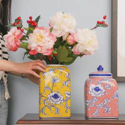Hot selling new Chinese style ceramic blue and white vase living room dining table TV cabinet ornaments retro porch hydroponic flower device storage