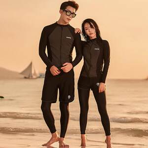 
Long-sleeved couple swimsuit set 2021 new fashion slim and sexy men and women Korean hot spring vacation diving suit