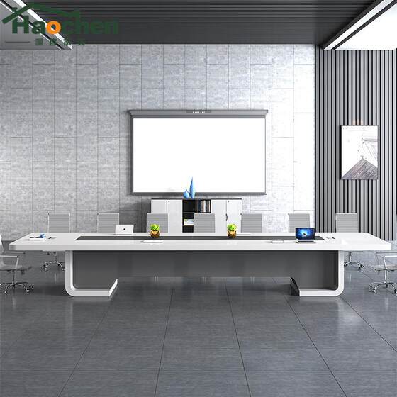 
Painted furniture simple modern large white office desk and chair combination creative training long table conference table long table