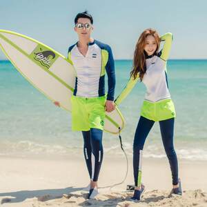 
Korean diving suit women long sleeve split couple suit contrasting color jellyfish surfing snorkeling suit men's sun protection swimsuit