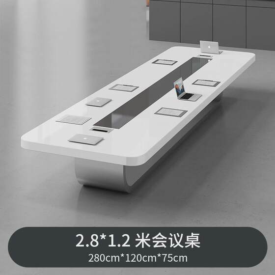 
White paint fashionable office conference table long table office furniture table creative conference simple modern conference table