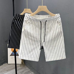 Men's Summer Thin Quick-Dry Striped Shorts Korean Style Trendy Slim Fit Five-Point Beach Shorts for Men to Wear Outside