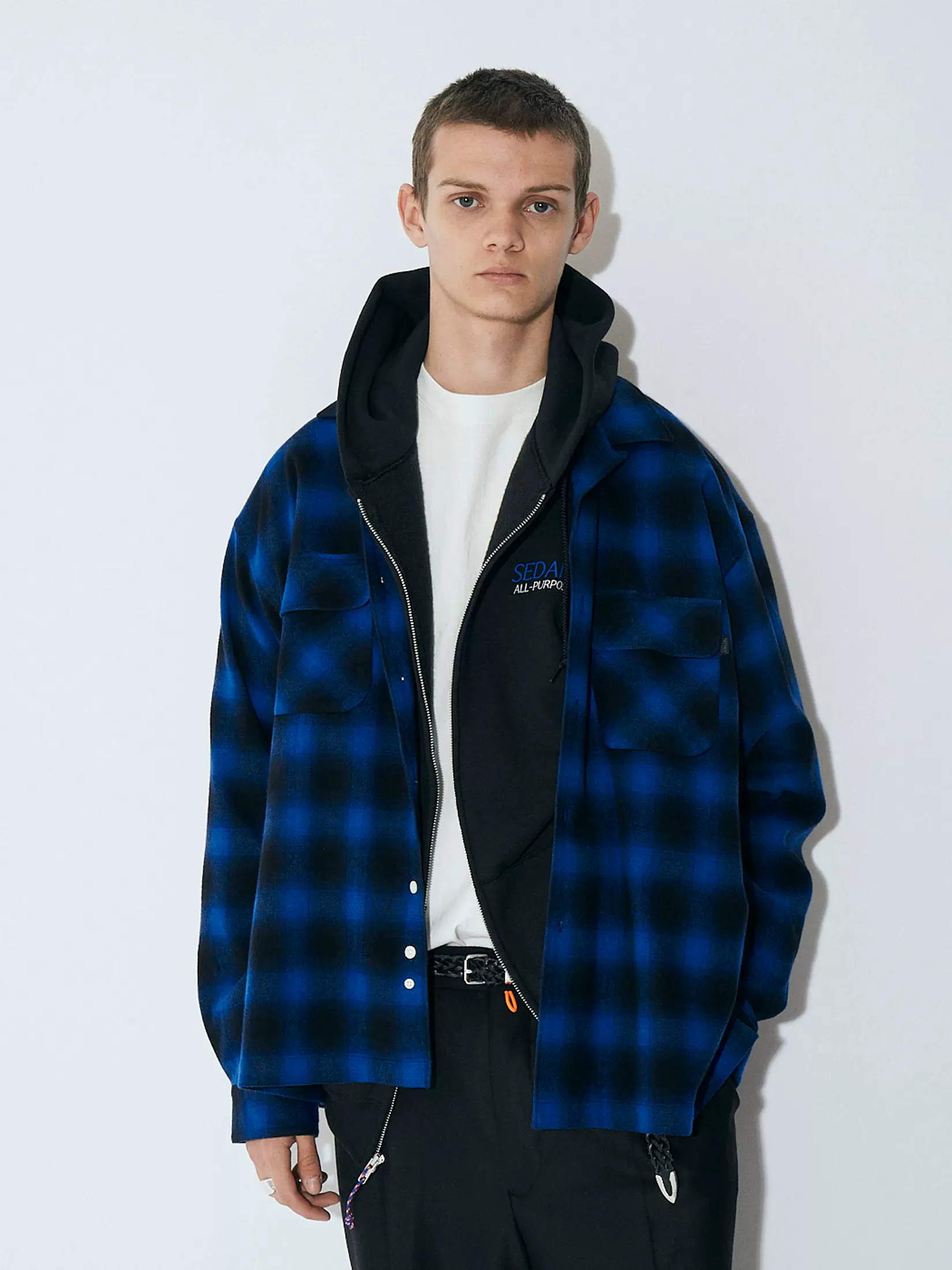 SEDAN ALL PURPOSE BRUSHED OMBRE PLAID SHIRT 23AW格纹衬衫夹克-Taobao