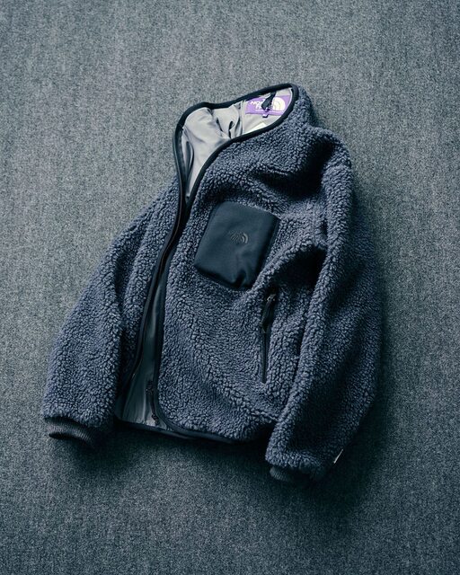 TNF Wool Boa Field Cardigan 23AW North Face Purple Label Wool Polar Fleece Cardigan Jacket