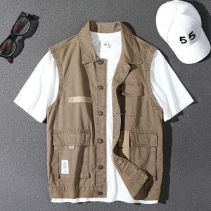 
Japanese retro work vest jacket for men's summer new pure cotton dirty and wear-resistant vest vest jacket