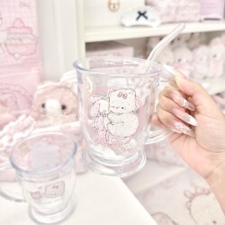 Mg Original Glass Cup with Cute Cat Design, Large Capacity, High Temperature Resistant, with Handle, Household Water Cup, Juice Cup, Coffee Cup, Milk Cup