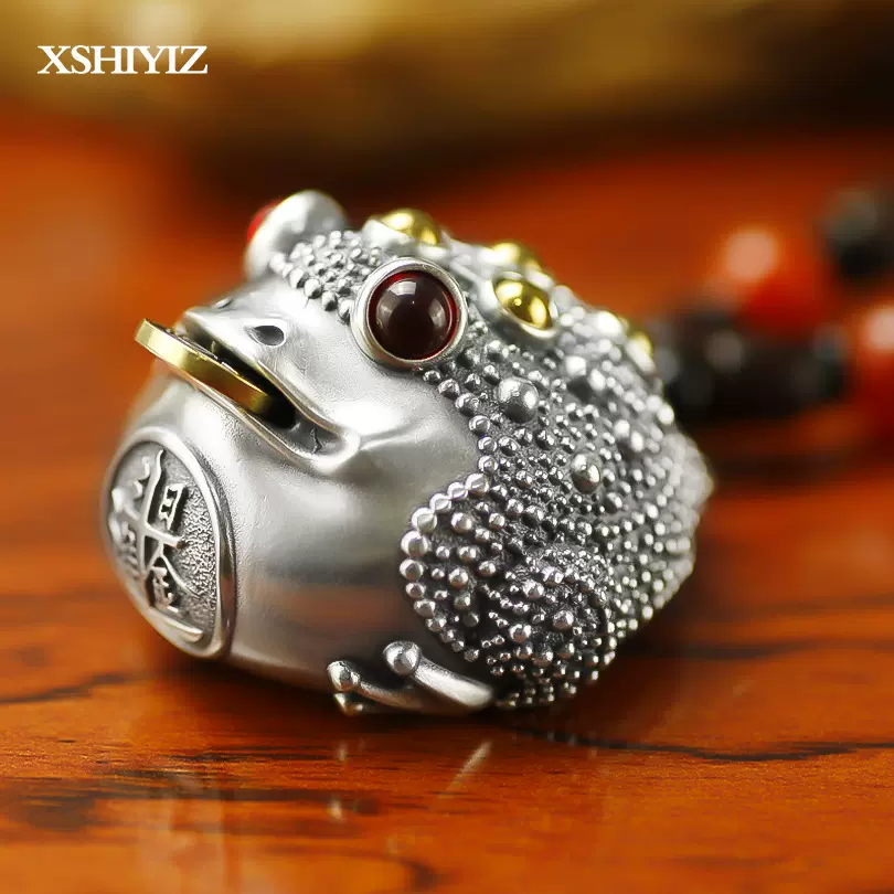 純銀三足金蟾吊墜足銀999車鑰匙扣日進鬥金文玩飾品