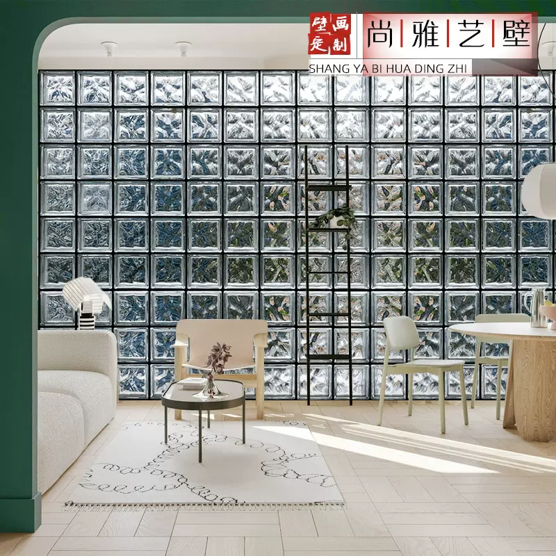 3d立体水晶砖格子壁纸客厅现代简约装饰壁布会所酒店玄关背景