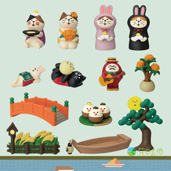 Mid-Autumn Festival Trendy Japanese-Style Cat Gifts and Miscellaneous Goods Zakka Mooncake Decoration Resin ins Figurine Crafts Small Ornaments