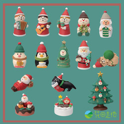 Japanese Zakka Cat Christmas Creative Trendy Miniature Gift Santa Claus Snowman Christmas Tree DIY Ornament