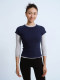 aolol layered artifact round neck high crocodile heavy cotton T-shirt for women with hidden flesh and slim shoulder short sleeve slim base top
