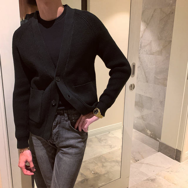 Korean Style Warm Solid Color Knitted Jacket Men s Japanese Style High korean-style-warm-solid-color-knitted-jacket-men-s-japanese-style-high