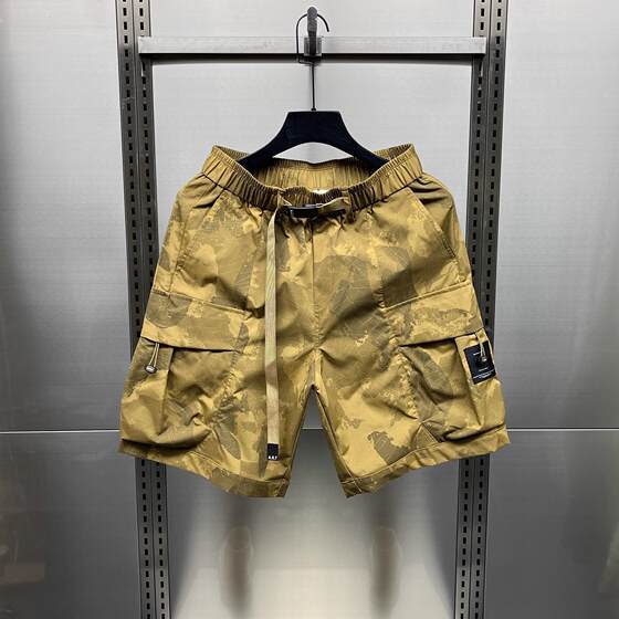 
New American loose dirty shorts handsome wear-resistant 2025 retro men's thin casual summer camouflage five-point pants