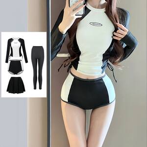Diving clothing women's long -sleeved long sleeves thin Korean surfing service jellyfish students conservative sports sunscreen hot spring swimsuit
