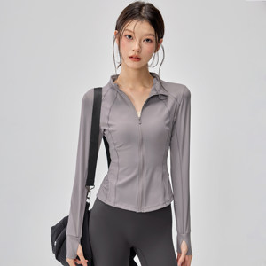 
2025 New Sports Jacket Women's Stand Collar Running Cycling Quick-Drying Fitness Top Tight Yoga Wear Long Sleeve