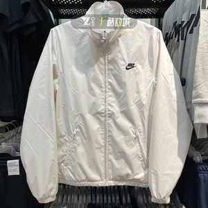 
nike Nike men and women spring woven colorful logo sportswear stand collar white jacket jacket DX0673-030
