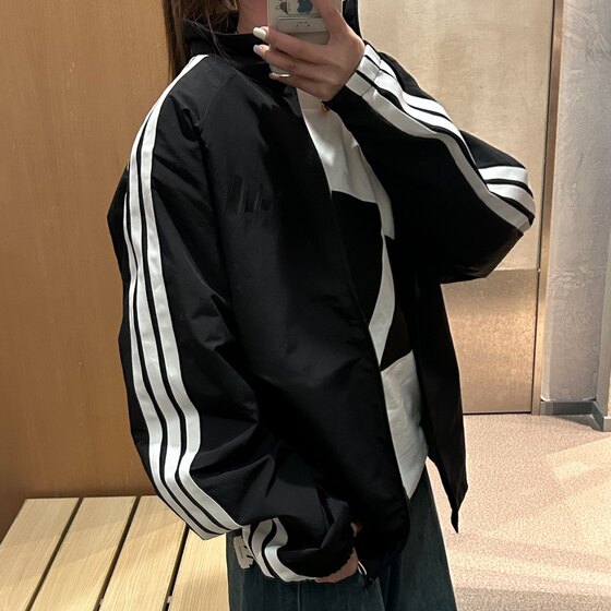 
Adidas Adidas men's 25-year new stand-up collar windproof woven three-stripe jacket KC3892