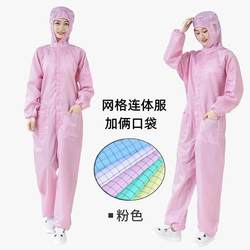 Anti-Static Grid Coverall for Men and Women, Food-Grade, Dust-Free Workshop, Electronics Factory, with Pockets, Class 100 Spray Paint Suit, Cleanroom Suit