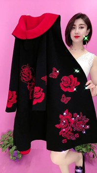 Red coat rose woolen coat on both sides
