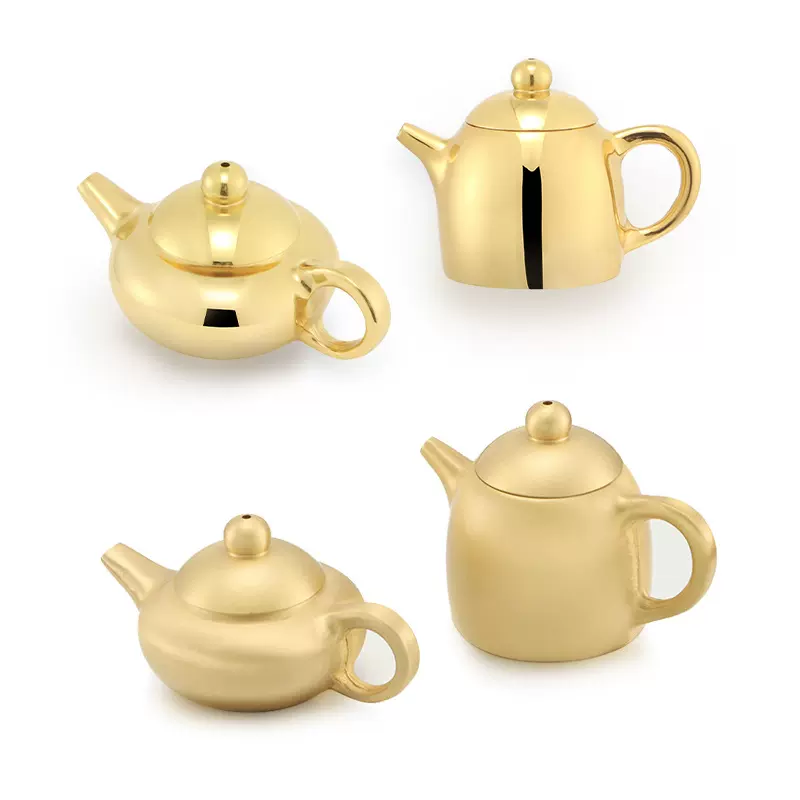純銅雙人小茶壺功夫茶道銅壺多功能黃銅小酒壺滴水壺銅器鎮紙擺件