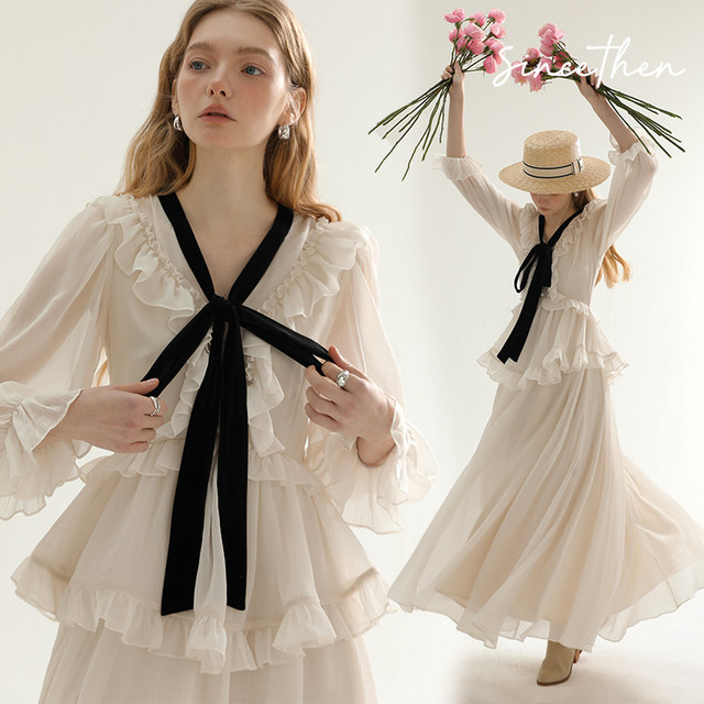 Getadme Elegant Ruffles Chic Fairy Dress Women White Sweet Korean Style Princess Dress Female Summer Slash Neck Casual Party Dress main image 1