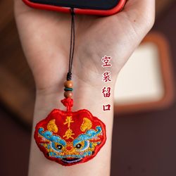Cinnabar Ping An Lucky Bag Baby Baby Fetal Hair Souvenir Storage Save Empty Bag Mobile Phone Chain Pendant Keychain