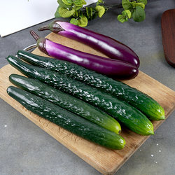 Simulated Fake Fruits and Vegetables Model Soft Plastic Large and Small Bitter Green Cucumber Eggplant Shop Kitchen Decoration Props Toy