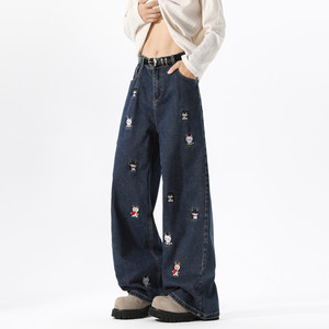 
Wukong is in stock, trendy brand American kitten embroidered straight jeans for men, loose and versatile, wide-leg casual trousers for the street.