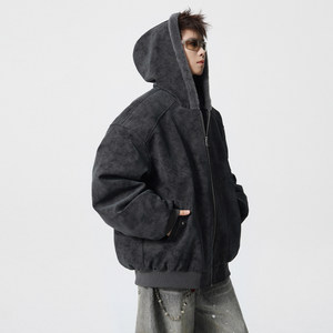 
Wukong is in stock, American style plus velvet mountain sculpture hooded cotton coat for men, winter trendy brand loose couple's warm and thickened cotton coat