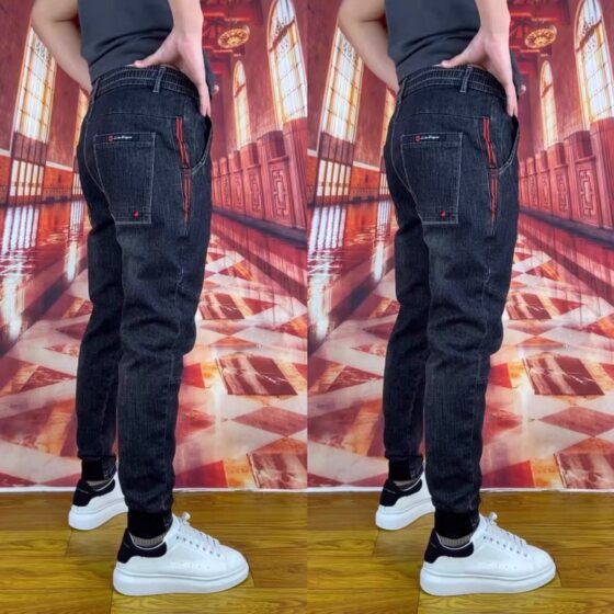 
2026 Spring New Douyin Jeans Men's Pants Casual Pants Fashion Trend Internet Celebrities Slim Fit Stretch Small Leg Pants Men