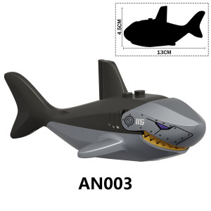 
Suitable for LEGO Super Agent Mechanical Big Shark Animal Mount Scene Assembled Building Blocks Doll Toy AN003