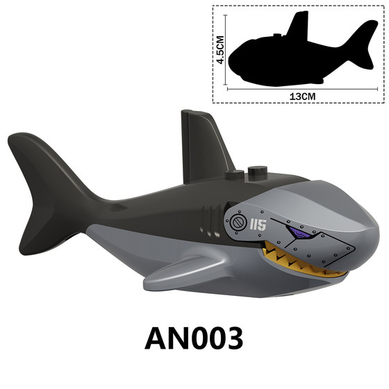 
Suitable for LEGO Super Agent Mechanical Big Shark Animal Mount Scene Assembled Building Blocks Doll Toy AN003