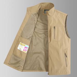 
Outdoor casual vest pocket workwear waistcoat men's large size photography loose fishing jacket stand-up collar quick-drying vest