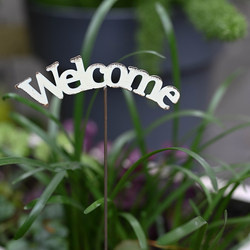 Japanese Style ins Wrought Iron Welcome Letter Sign Small Flower Arrangement Balcony Courtyard Garden Miscellaneous Goods Micro Landscape Ornament Decoration