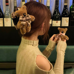 Large Bear Hair Clip for Women, Mr. Bean Teddy Bear Hair Clip, Cute Bowknot Shark Clip, Autumn and Winter Plush Hair Clip