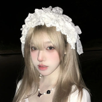 
White lace lolita headdress female halloween headband